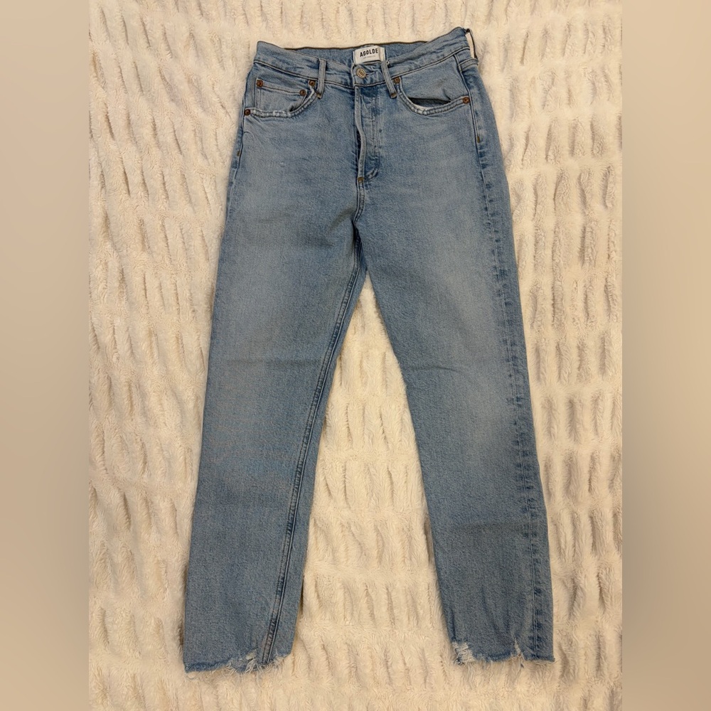 Agolde‎ Riley Crop Straight Leg Button Fly Light Wash Jeans Size 25